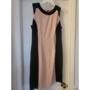 Calvin Klein Dress Women 10 Brown Black Sheath Sleeveless Tank Knee Length